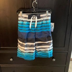 Boys Striped Swim Trunks